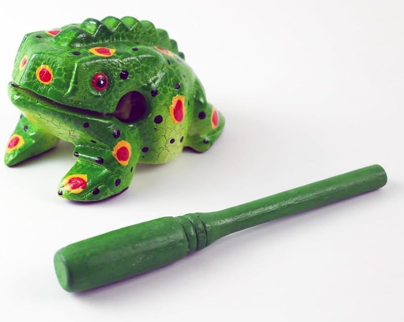 Kidypool Frog guiro 4 inches wood block musical instrument Percussion Musical Instrument Perfect size Natural Wood Güiro Frog (Green) - Image 3